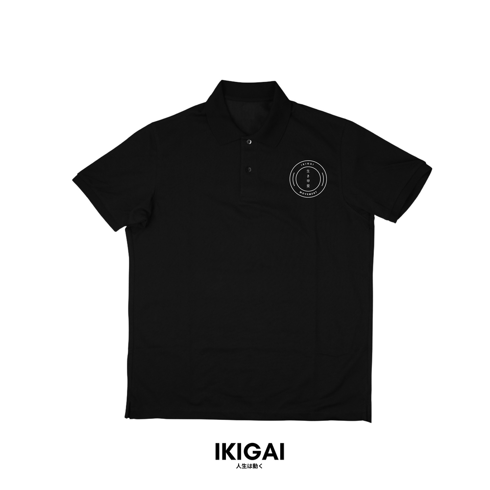 IKIGAI DRI-FIT Polo T-Shirt (Black White Circle Logo)