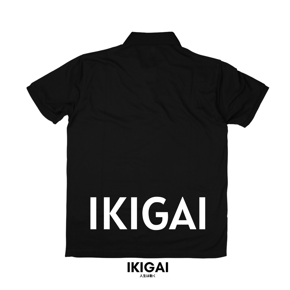 IKIGAI Polo T-Shirt (Black White Logo)