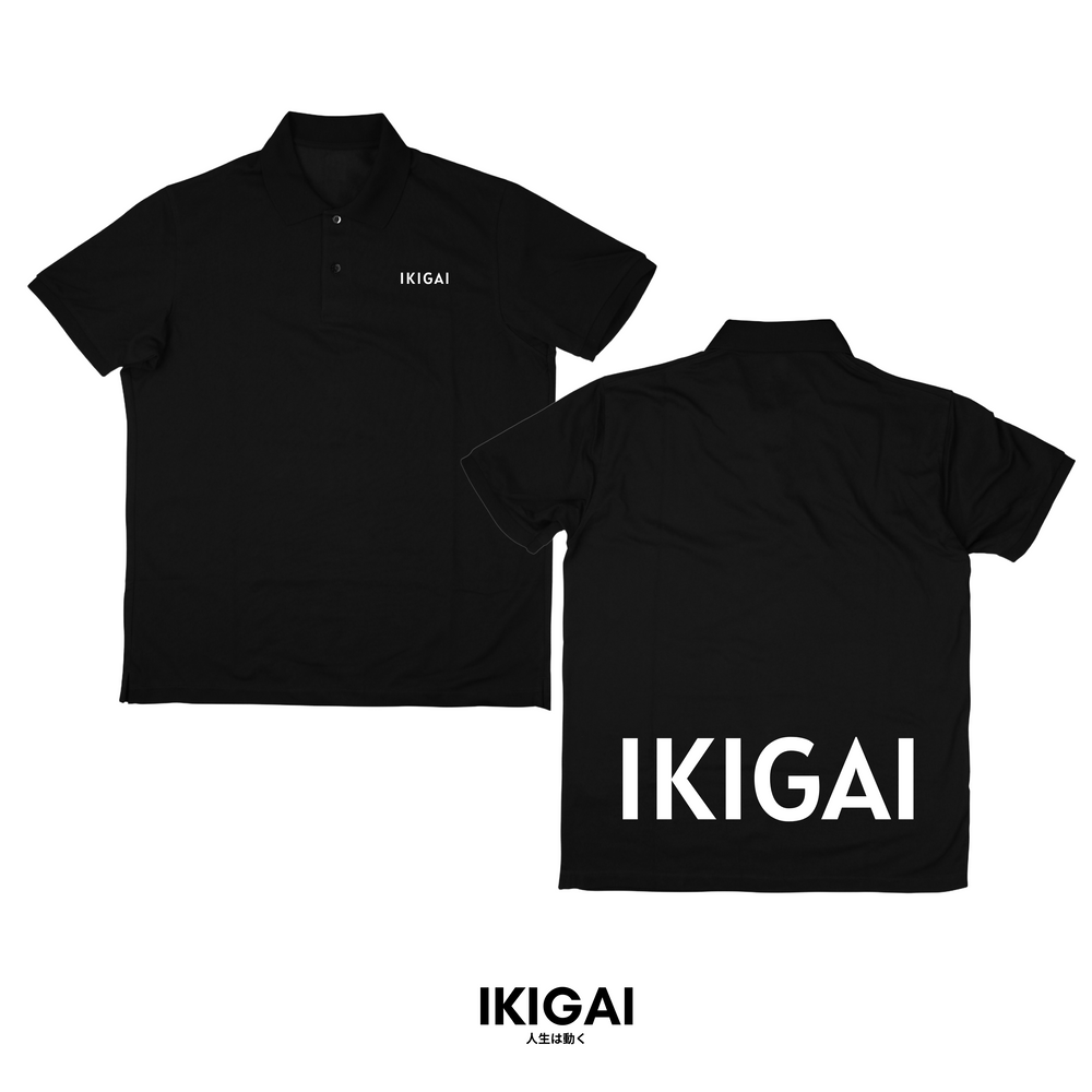 IKIGAI Polo T-Shirt (Black White Logo)