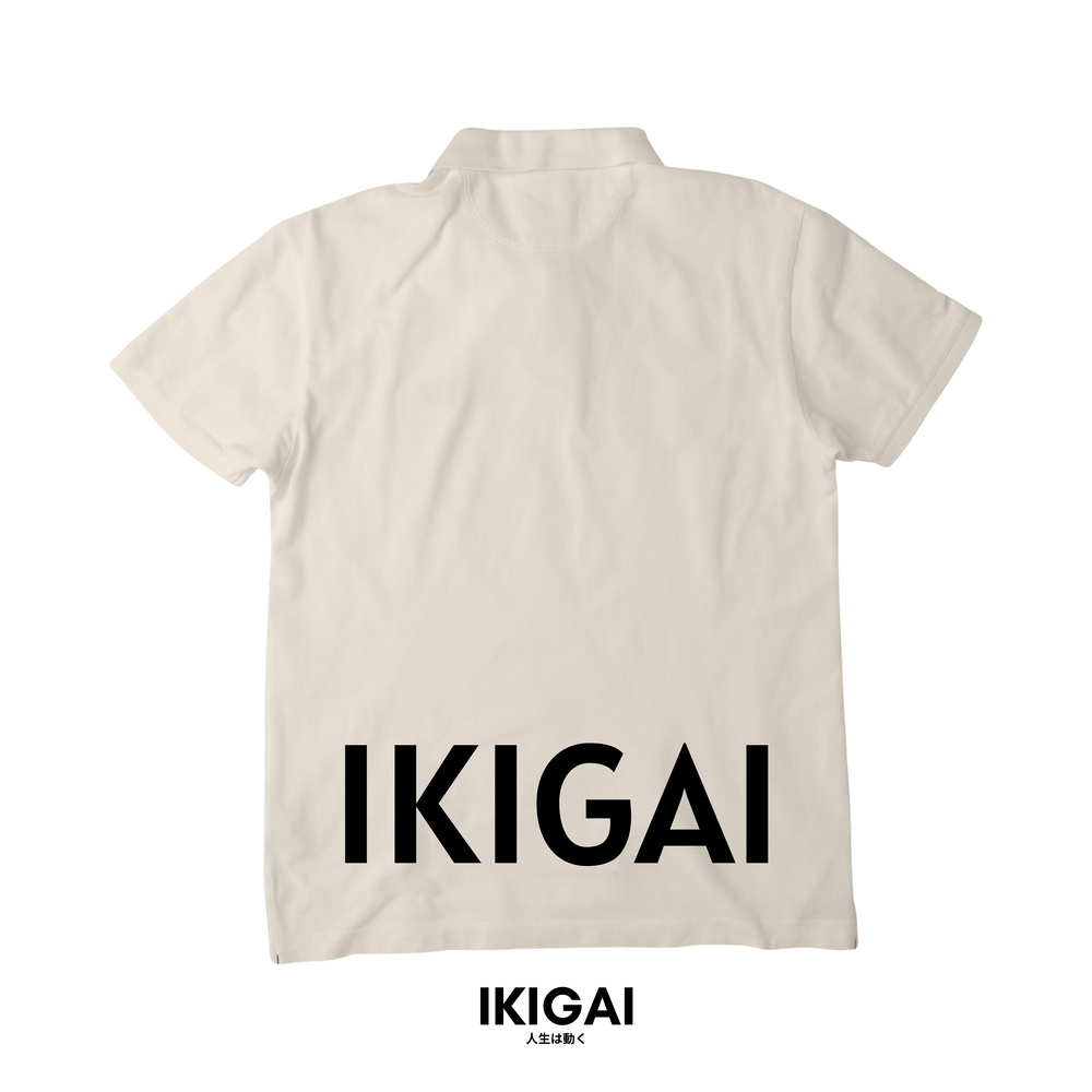 IKIGAI Polo T-Shirt (Beige Black Logo)