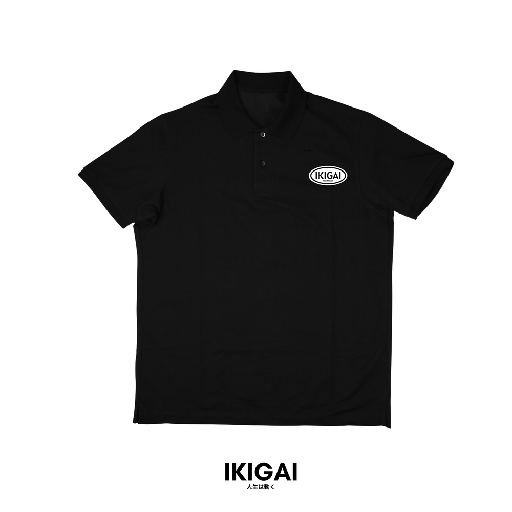 IKIGAI DRI-FIT Polo T-Shirt (Black White Oblong Logo)