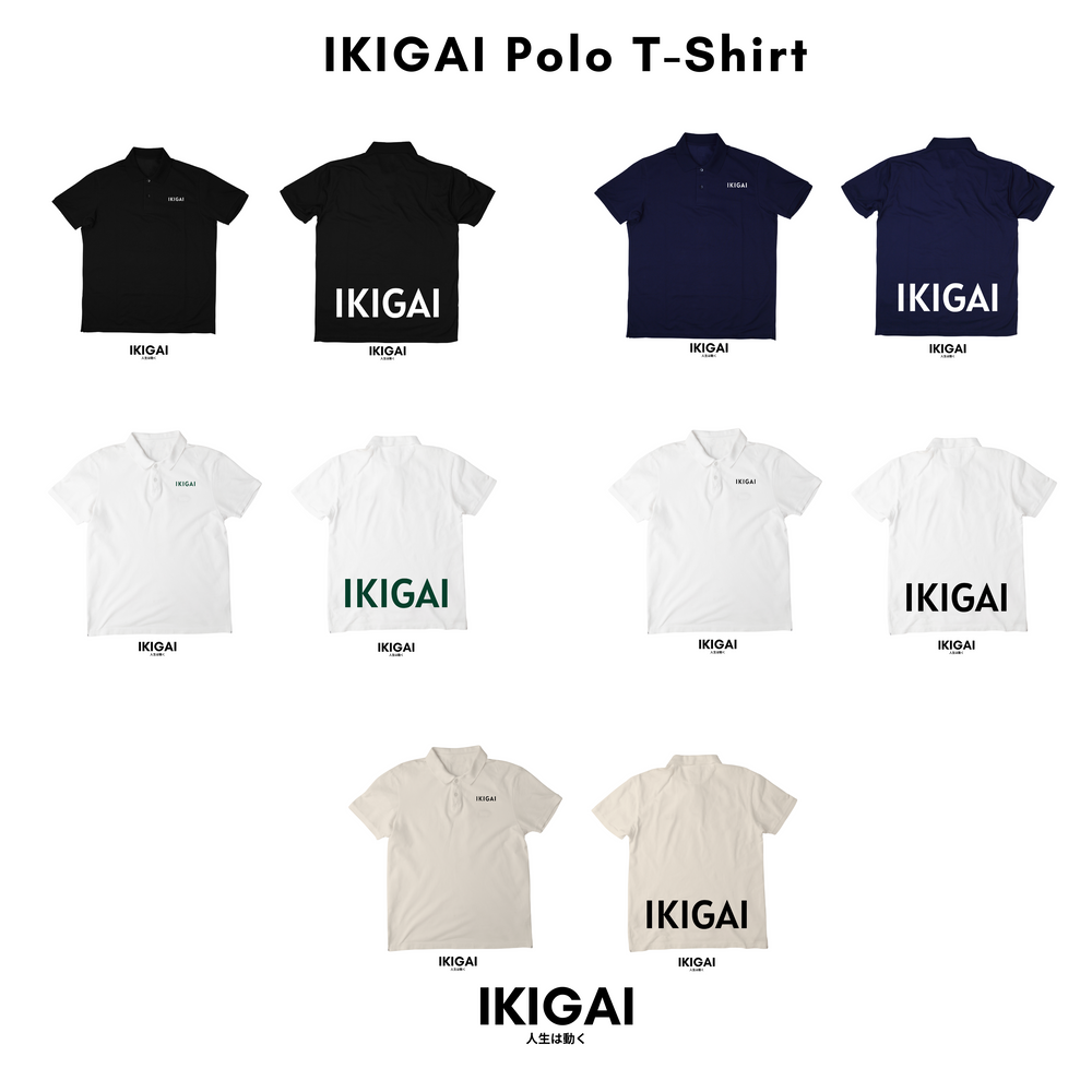 IKIGAI Polo T-Shirt (Beige Black Logo)