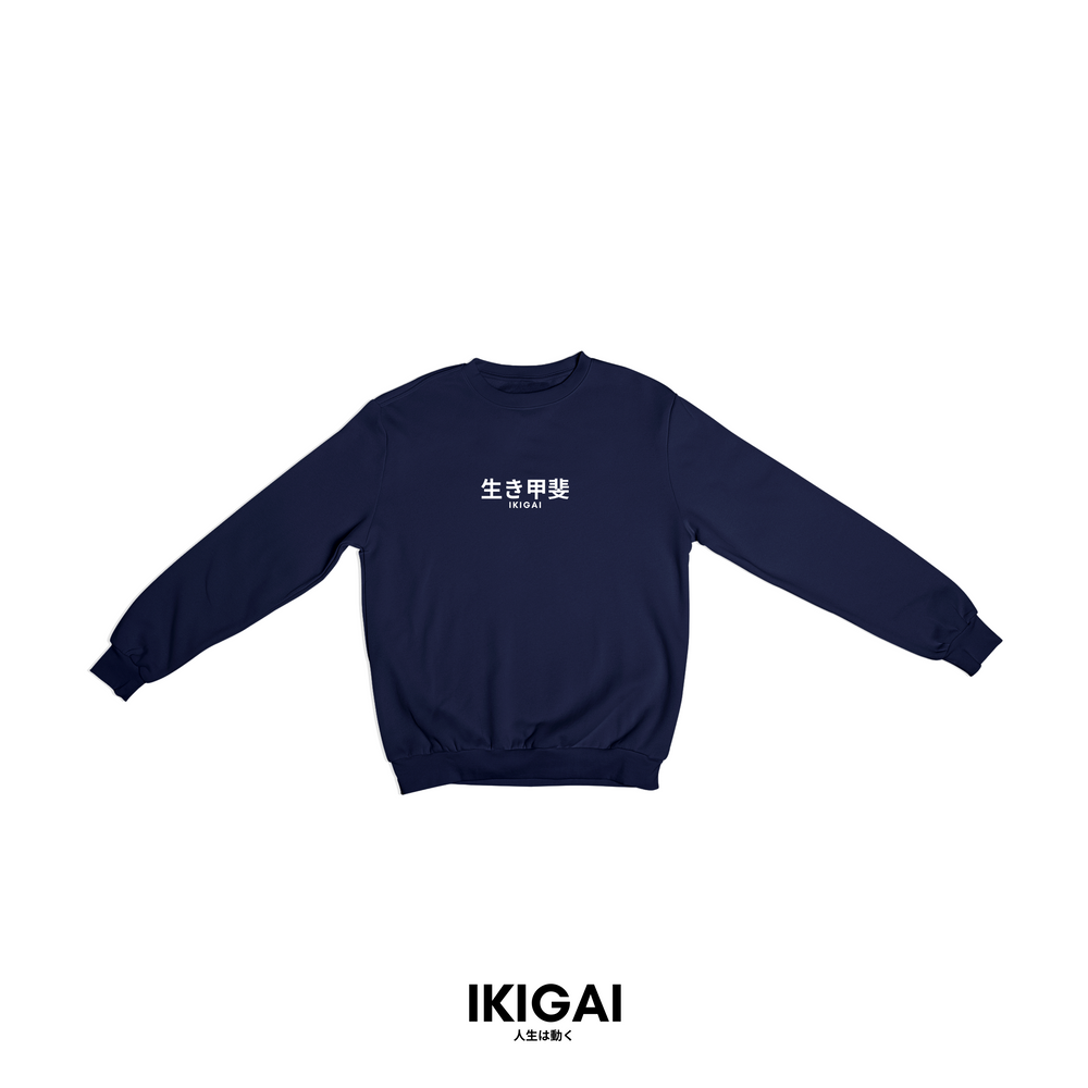 IKIGAI Lightweight Long Sleeves (Navy Blue White Logo)