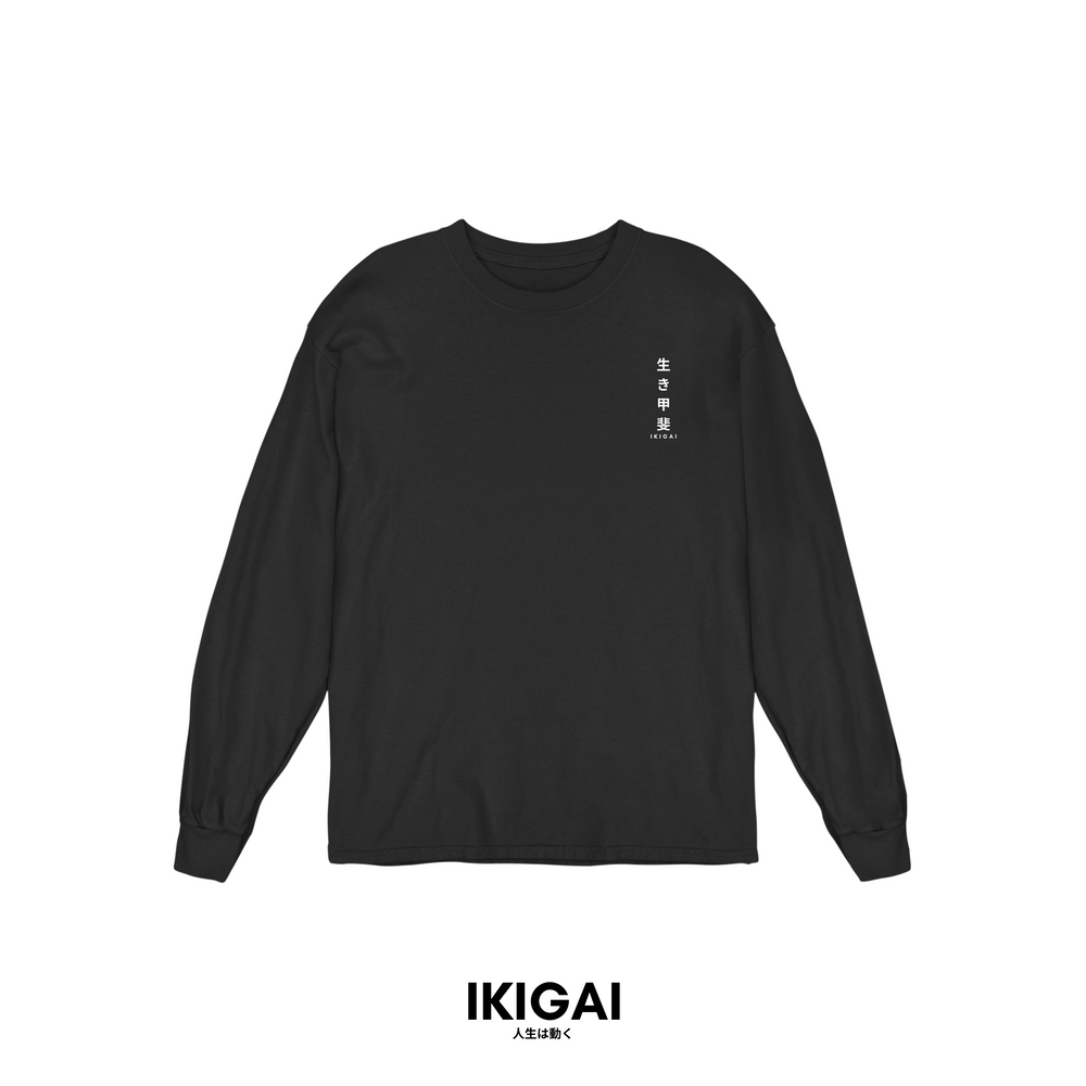 IKIGAI DRI-FIT Long Sleeves (Black White Vertical Logo)