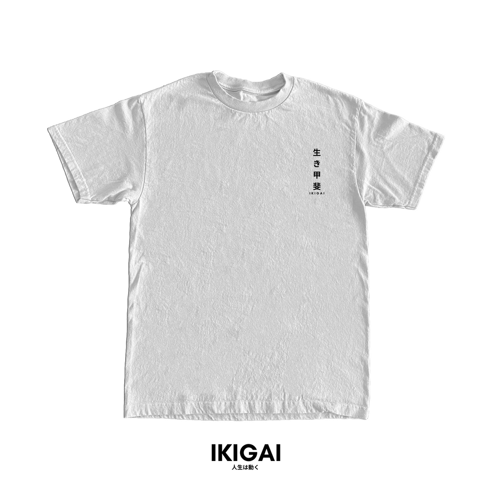 IKIGAI DRI-FIT Short Sleeves (White Black Vertical Logo)